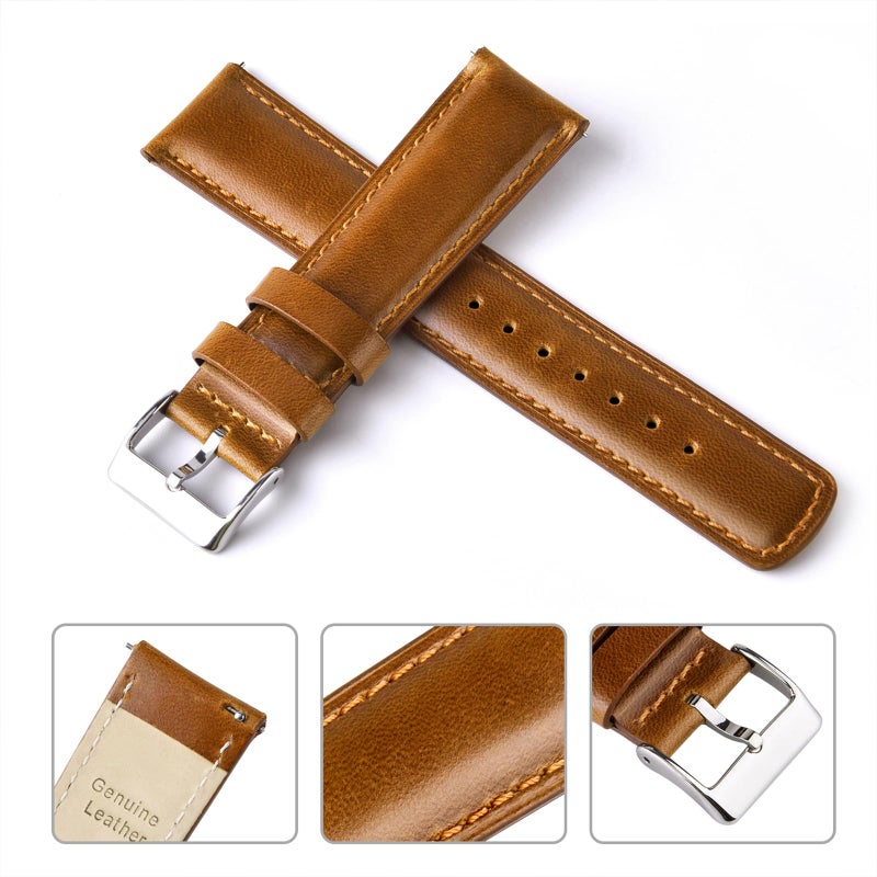 Ritche Christmas Gift Genuine Leather Watch Band 22mm Classic Vintage Quick Release Leather Watch Strap (Toffee Brown), White Elephant Gifts, Stocking Stuffers for Men - Image 4